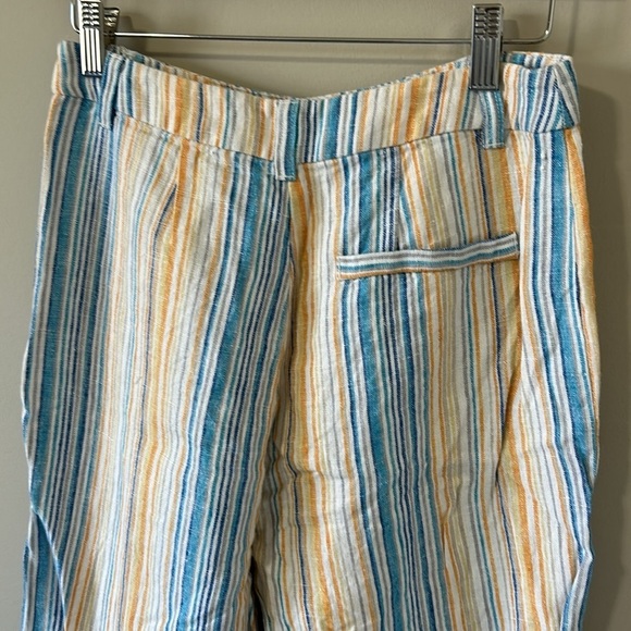 Reformation Tahiti Linen Ankle Crop Mid Rise Stripe Print Pattern Pants Sz 6 - Picture 7 of 13
